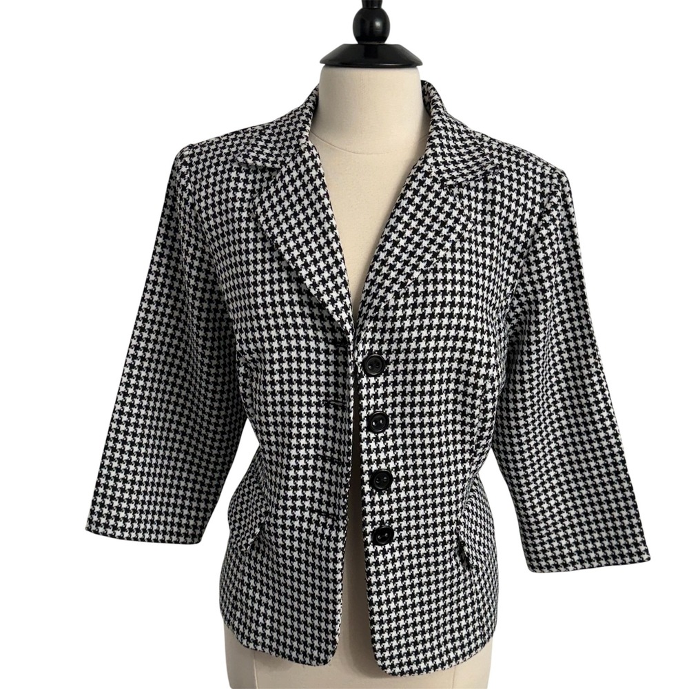 Sweet Women's Vintage Style‎ 3/4 Sleeve Houndstooth Single Breasted Blazer